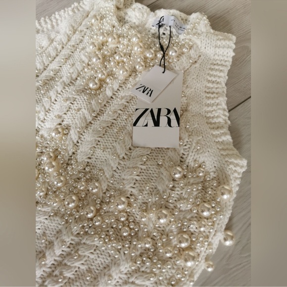 ZARA knitwear top with faux pearls - Picture 5 of 6